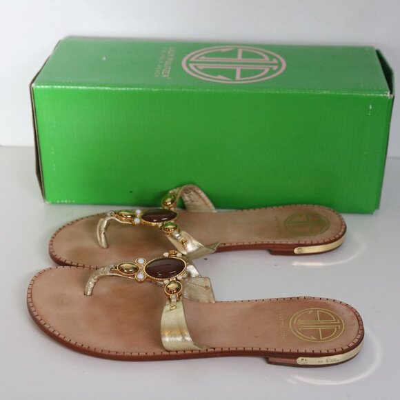 Lilly Pulitzer Via Palm Beach Jewel Thong Sandal Womens 7 Slip On Brown Beach - Picture 6 of 6